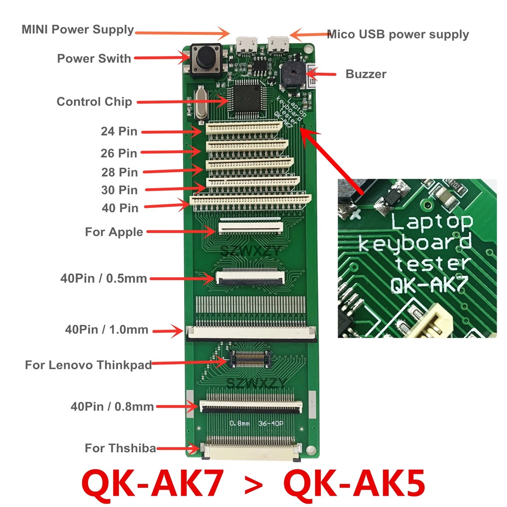 ใหม่ QK-AK7 QK-AK5 แล็ปท็อปคีย์บอร์ดเครื่องทดสอบอุปกรณ์ทดสอบเครื่องมือเครื่องอินเทอร์เฟซ USB พร้อมสา