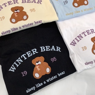 เสื้อยืด- destinytshirt เสื้อยืด oversize ผ้าคอตตอน สไตล์มินิมอล ปัก WINTER BEAR