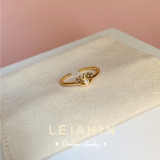 LEIAHIN แหวนทองคํา 18k ประดับเพทาย รูปลูกบาศก์ ตาชั่วร้าย ปรับได้ พรีเมี่ยม เครื่องประดับแฟชั่น สําหรับผู้หญิง