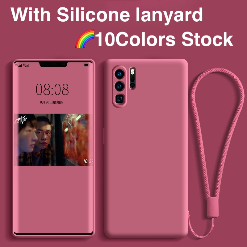 เคสซิลิโคนสําหรับหัวเว่ย P30 P30Pro P20 P20Pro P20Lite Nova5T เคส พร้อมสายรัด i04o7w compatible for 