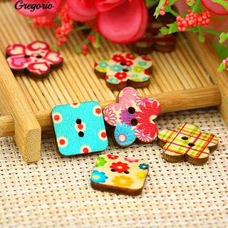 Gregorio 100Pcs ดอกไม้ที่มีสีสันดอกไม้ตาราง 2Hole จักรเย็บผ้าสมุดจดรายการต่าง DIY