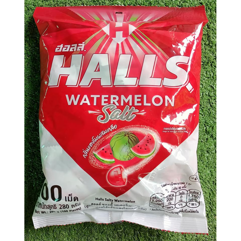 ฮอลล์ ลูกอม ซอลตี้วอเตอร์เมลอน จำนวน 100เม็ด กลิ่นแตงโม Halls Watermelon  Salt | Shopee Thailand