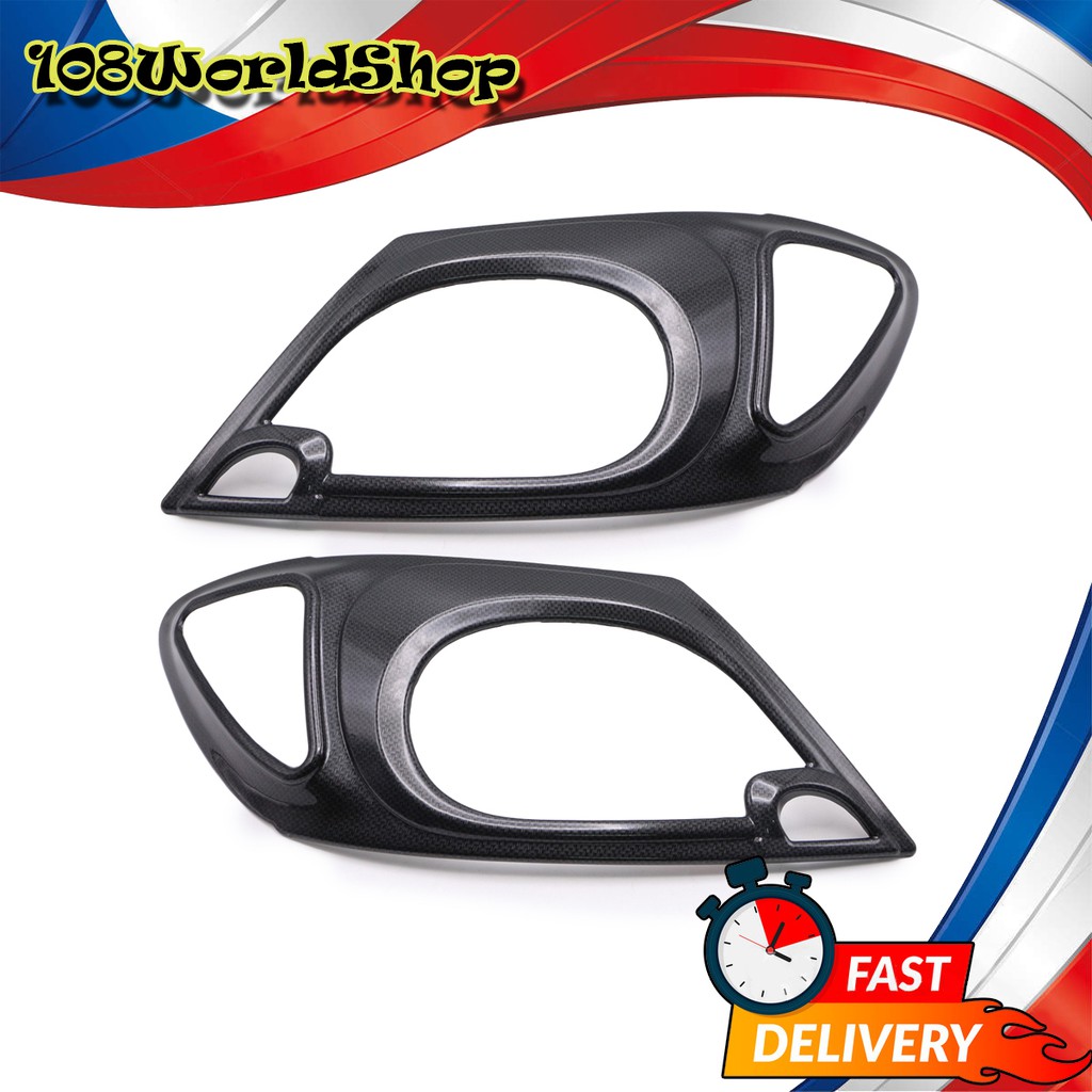 ครอบไฟหน้า ซ้าย+ขวา สีเครฟล่าดำ 2 ชิ้น Toyota  Hilux Vigo MK6 ปี2005 - 2010