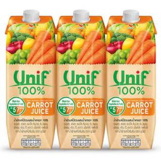 ยูนิฟ น้ำแครอท ผสมน้ำผักผลไม้รวม100% ขนาด 1000ml ยกแพ็ค 3กล่อง 1L 1ลิตร UNIF CARROT MIXED VEGI FRUIT JUICE