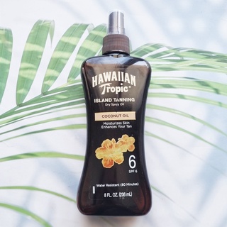 (Hawaiian Tropic®) Dry Spray Oil Island Tanning SPF 6 Moisturizes Skin Water Resistant, Coconut Oil 236 ml สเปรย์น้ำมันมะพร้าว เพิ่มผิวแทน ให้ความชุ่มชื้น