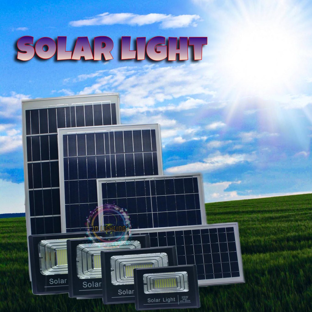 SolarLigh ไฟโซล่าเซลล์ ไฟสปอร์ตไลท์ ประหยัดพลังงาน ของแท้จาก JD 25 w 60w 100w 200w