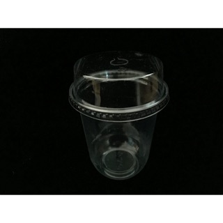 ขายส่ง แก้วพลาสติก Pet U plastic cup ทรงแคปซูล 16oz พร้อมฝาหัวตัด