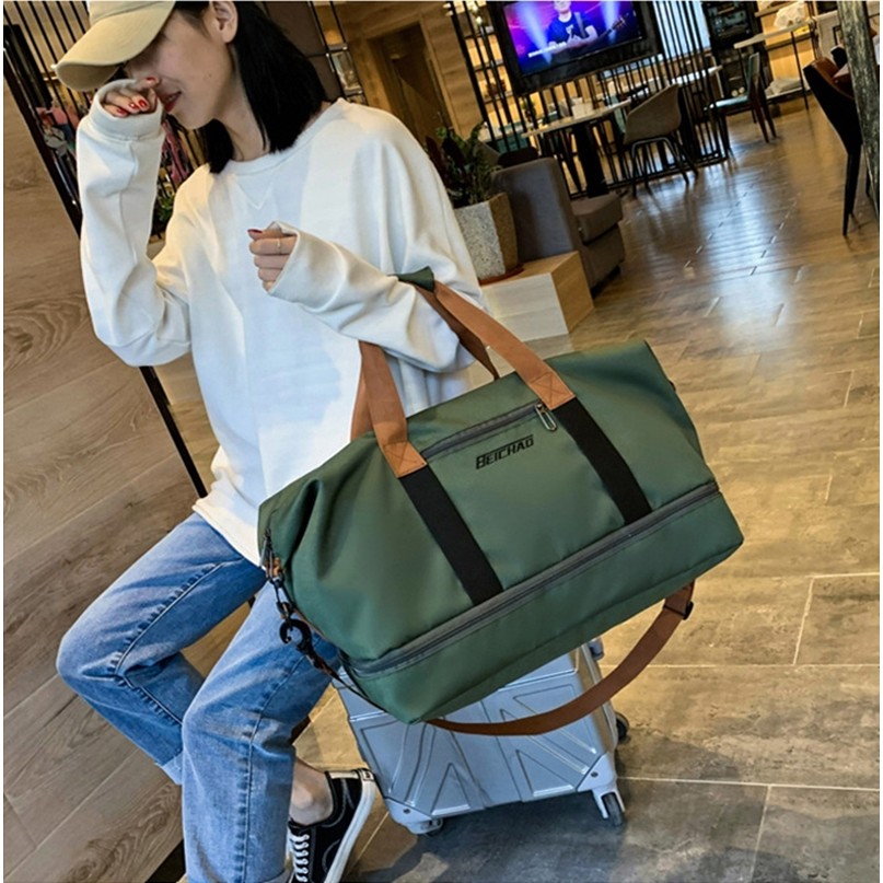 🔥ส่งฟรีพร้อมส่ง❌ส่งไว🥰ถูกสุด👜กระเป๋าเดินทางใบใหญ่สวยเวอร์สไตล์เกาหลี มีช่องใส่รองเท้าโดยเฉพาะ