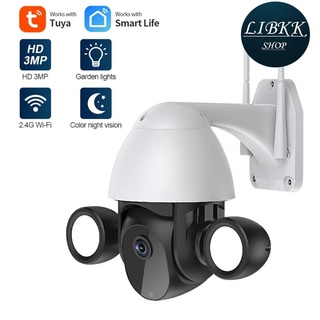 TUYA (PTZ SDH96 สีดํา หลอดไฟ 2 ข้าง) 3.0MP Tuya สมาร์ทการติดตามอัตโนมัติ Wifi กล้อง FHD IP Camera （สีดำหลอดไฟ 2 ข้าง)