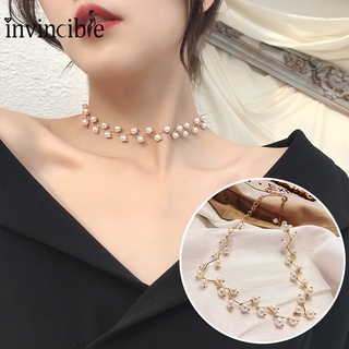 Korean Fashion Women Elegant Imitation Pearl Clavicle Necklace/ Simple Personality Beach Short Necklace/ Birthday Gift Jewelry