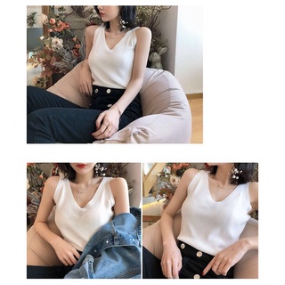 SHOP_MKL🌿เสื้อกล้ามไหมพรม ใส่สบาย ผ้านิ่ม สีพื้น#0222