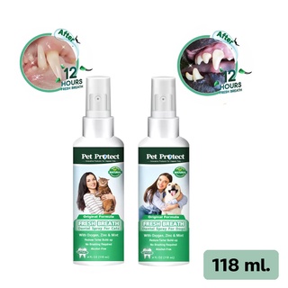 สเปรย์ดับกลิ่นปากสุนัข แมว Pet Protect หอมสดชื่น ช่วยลดคราบหินปูน ขนาด 118 ml. Pet Dental Spray Pet Supplies