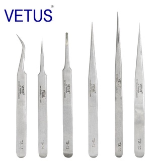 100% VETUS TS ซีรีส์สแตนเลสสตีลแหนบขนตาปลอมป้องกันไฟฟ้าสถิตย์เครื่องมือแต่งหน้า