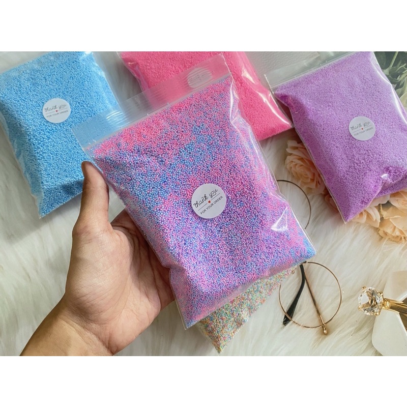 เม็ดโฟมจิ๋ว เม็ดโฟมเม็ดเล็ก ถุงเล็กบรรจุถุงซิปสีพาสเทลDiyเครื่องเขียนของตกเเต่ง 10แถม1❤️