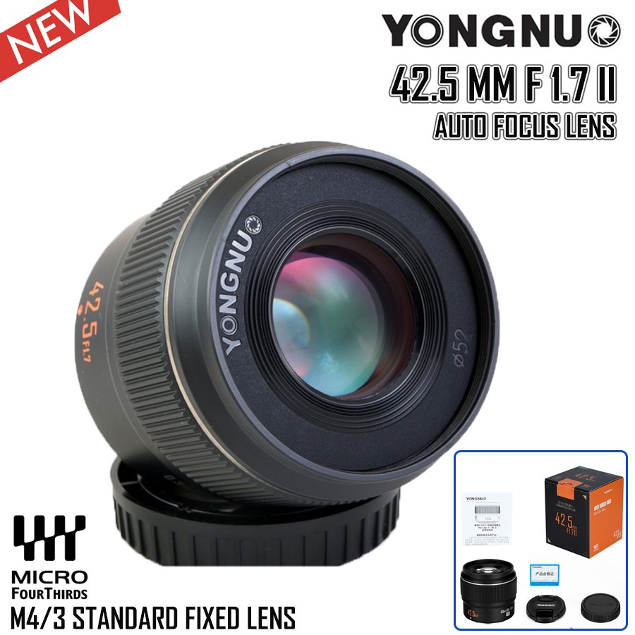 Yongnuo M4/3 Lens 42.5 MM F1.7 II เลนส์ออโต้โฟกัส สำหรับใส่กล้อง OLYMPUS และ​ PANASONIC LUMIX Mirrorless