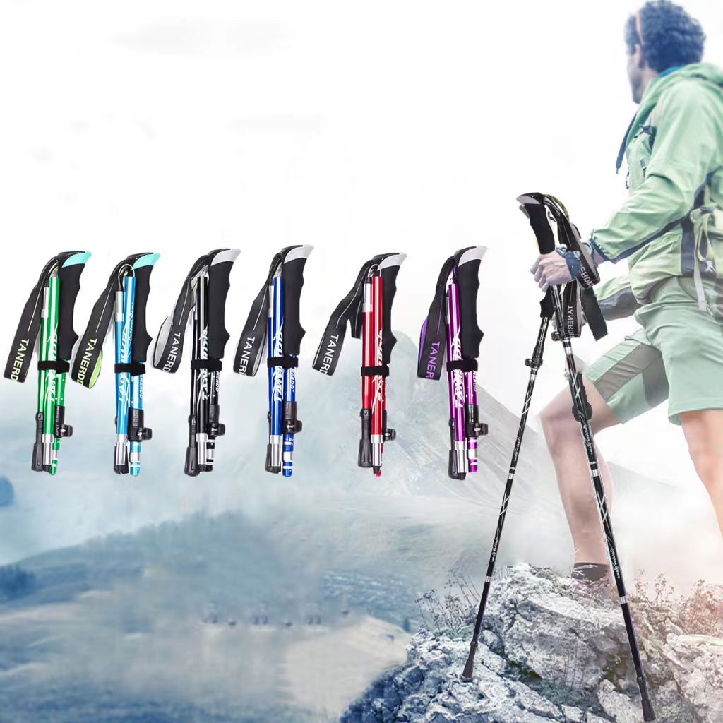 ไม้เท้าเดินป่า อลูมิเนียม ไม้เท้าวิ่งเทรล ปรับความสูงได้ ไม้เท้าปีนเขา Aluminium Trekking Pole Stick