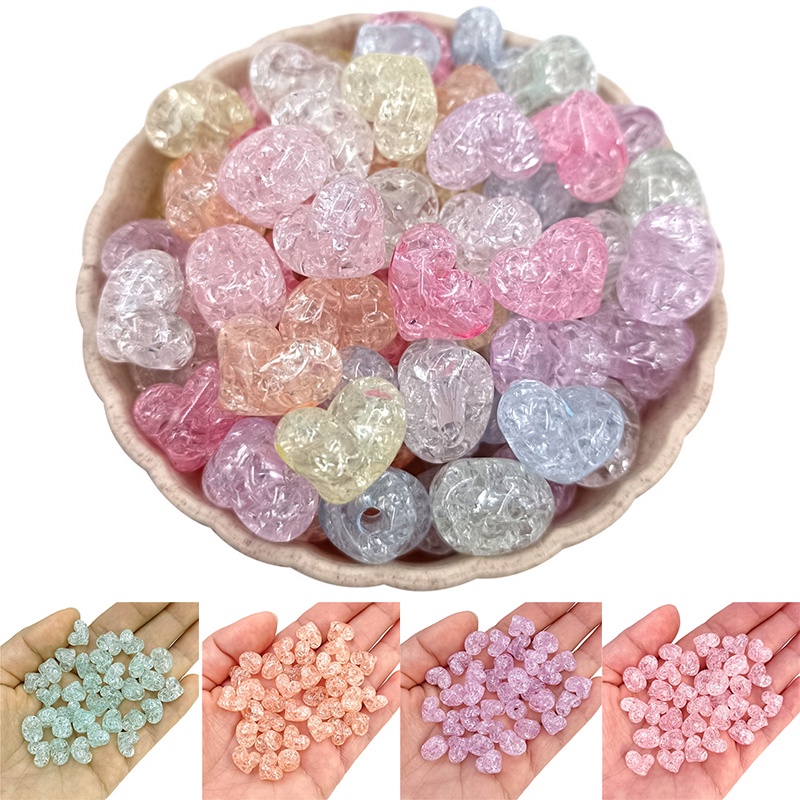ลูกปัดคริสตัล รูปหัวใจ สําหรับทําเครื่องประดับ สร้อยข้อมือ DIY Beads 20Pcs