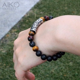 The Dynadin กำไลหินแห้ (Three Tiger Eye/ Matte Black Onyx)