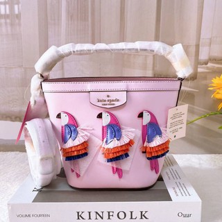 💚แท้💯 พร้อมส่ง💚 KATE SPADE SMALL BUCKET BAG WKRU6840 CAMERON pippa flock party serendiptity pink multi (667)