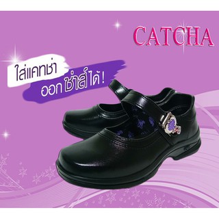 รองเท้านักเรียนหญิงหนังดำ CATCHA  (แคทช่า) รุ่น CX-02B