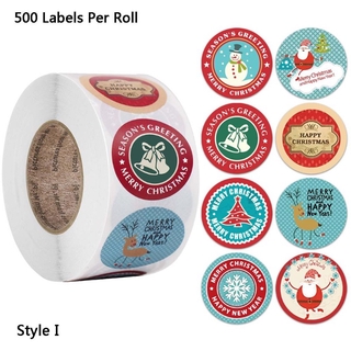 △good▽500pcs Merry Christmas Thank you sticker envelope gift card packaging sealing label cute animals and plants round sealing
