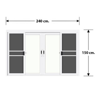 Aluminum window QUAD SLIDING WINDOW 3K GRAND PANO 240X150CM WHITE Sash window Door window หน้าต่างอลูมิเนียม หน้าต่างบาน