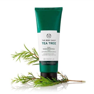 ผลิตภัณฑ์ทำความสะอาดผิวหน้า THE BODY SHOP TEA TREE 3-IN-1 WASH.SCRUB.MASK 125ml.