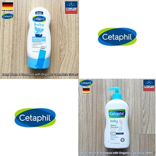 Cetaphil® Baby Wash &amp; Shampoo with Organic Calendula 230mL ครีมอาบน้ำและแชมพูสำหรับเด็ก &amp; ทารก ปราศจากน้ำตา-สารก่อแพ้