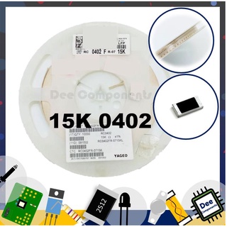 15K Ohm 0402 ±1% 62.5 mW ±100ppm/°C RC0402FR-0715KL YAGEO 1-A3-36 (ขายยกแพ็ค 1 แพ็ค มี 100 ชิ้น)