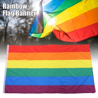 ธงรุ้งเกย์ ธงสีรุ้ง ธง ขนาด 150 x 90 ซม Rainbow flag ธงสีรุ้งขนาดใหญ่ที่มีน้ำหนักเบาขนาด 150x90 ซมหนักธงโพลีเอสเตอร์เกย์เกย์แห่ สำหรับ Lesbian Gay Pride