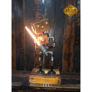 หุ่นยนต์นักกีฬาฟันดาบ โคมไฟวินเทจ โคมไฟโบราณ โคมไฟแฮนเมด Robot Lamp Vintage Style