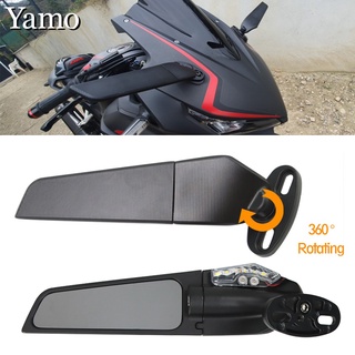 กระจกมองหลังรถจักรยานยนต์ พร้อมไฟ LED ปรับได้ สําหรับ KAWASAKI NINJA 250 300 400 650 H2 H4 2020-2021 กระจกแต่ง กระจกมองข้าง กระจกมองหลัง กระจกวิ่ง วิงกระจก