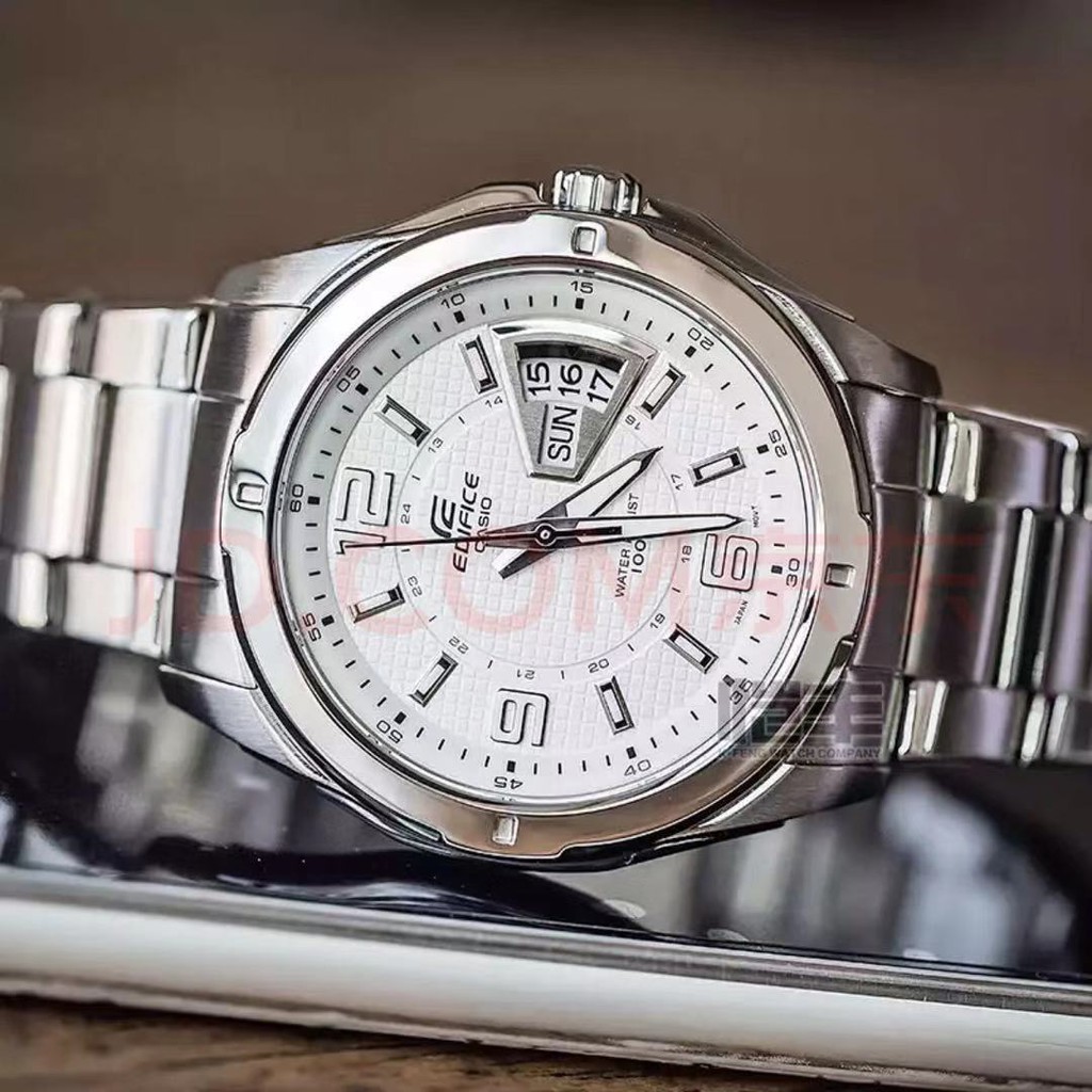CASIO นาฬิกาผู้ชายสายสแตนเลสหน้าปัดสีดำรุ่น EF-129D-7A/1A-100% รับประกันของแท้ 1 ปี