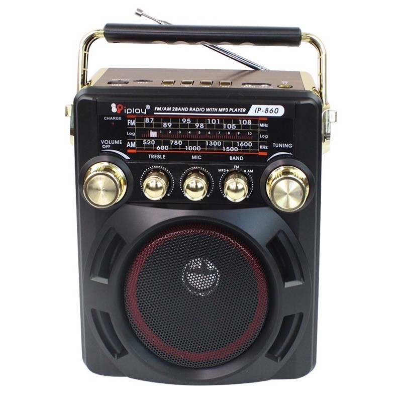 วิทยุ IP-860 ฟังได้ทั้ง FM/AM/เล่นUSBได้/SD/MP-3/ รุ่น Portable-karaoke-box-microphone-radio-fm-usb-