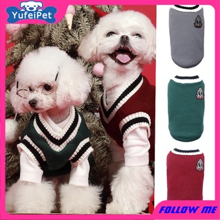 ★〓PetBest〓★เสื้อสเวตเตอร์ แขนกุด คอวี พิมพ์ลาย ให้ความอบอุ่น สำหรับสัตว์เลี้ยง สุนัข ขนาด XS-5XL