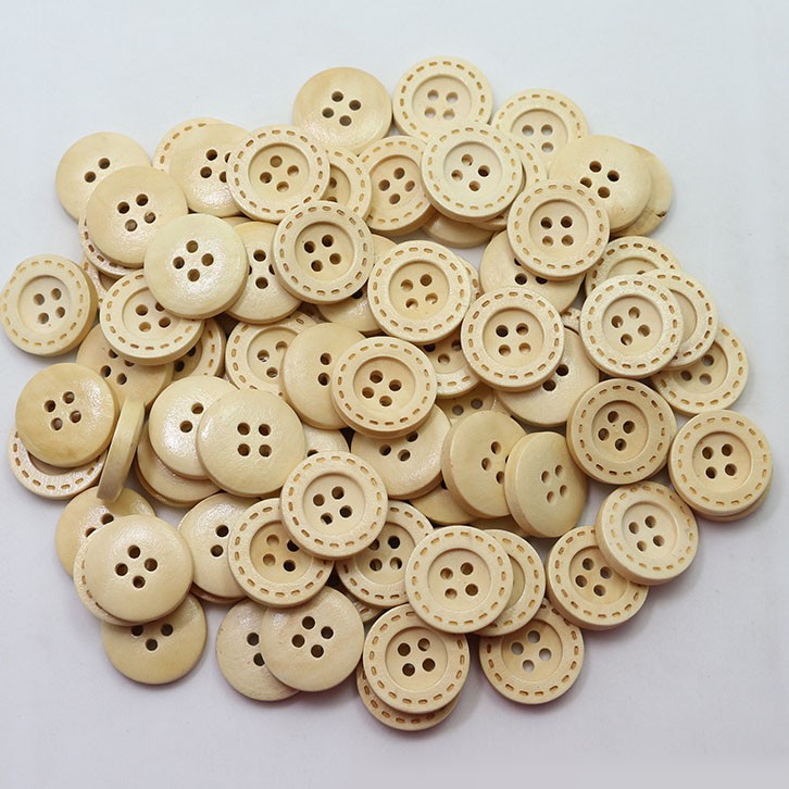 กระดุมไม้ เส้นปะ แบบ 2 เลือกขนาดที่ตัวเลือกนะคะ (8 เม็ด/set)