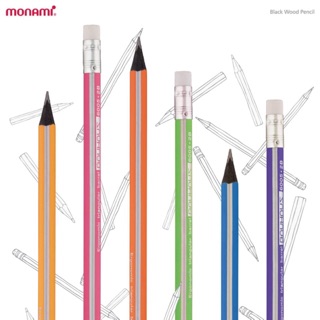 ดินสอ2B ไส้ดำ Monami black wood pencil