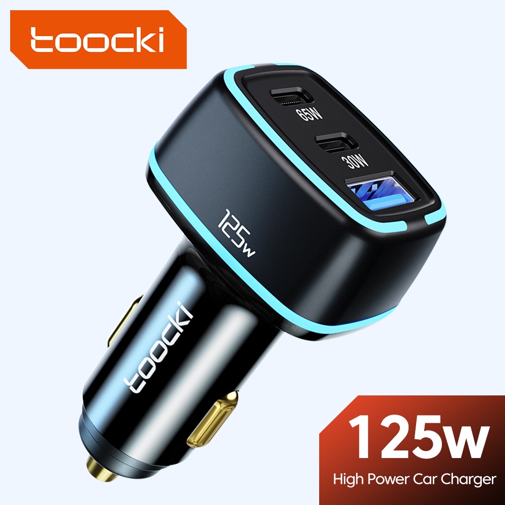Toocki ที่ชาร์จในรถ 125W QC3.0 PPS PD + QC3.0 USB Type C ชาร์จเร็ว รองรับโทรศัพท์