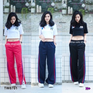 Set NY เสื้อครอป + กางเกงผ่าข้าง (8701)