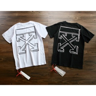 OFF White sketch 3D double arrow printing  T-shirt