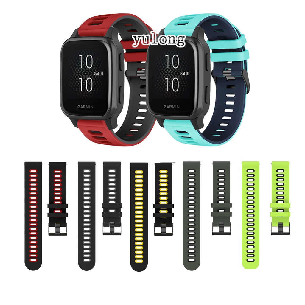 สายนาฬิกาข้อมือ ซิลิโคนนิ่ม ระบายอากาศ 20 มม. สองสี สําหรับ Garmin Venu SQ 2 venu2 plus Parental Pat