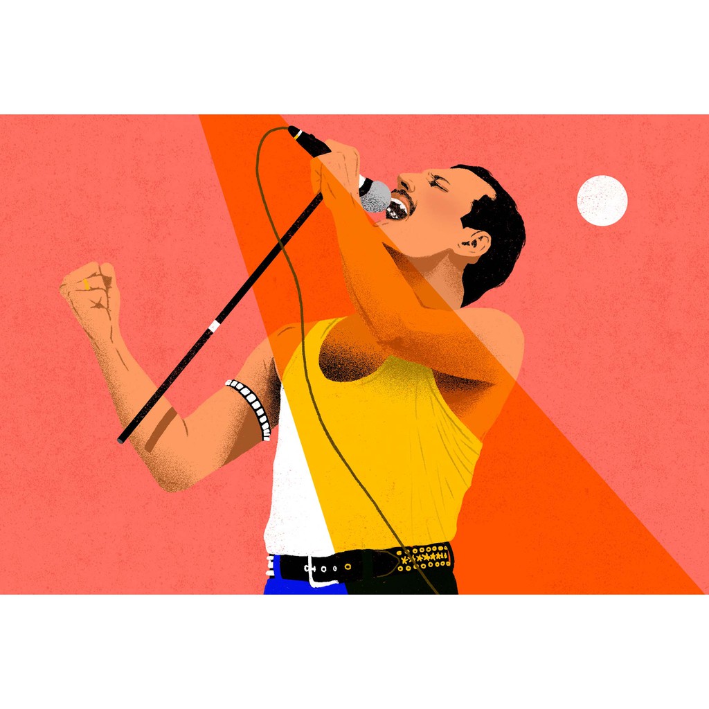 โปสเตอร์ วง ควีน Queen Freddie Mercury เฟรดดี เมอร์คูรี วงร็อก Rock Music Band Poster รูปภาพ ภาพถ่าย