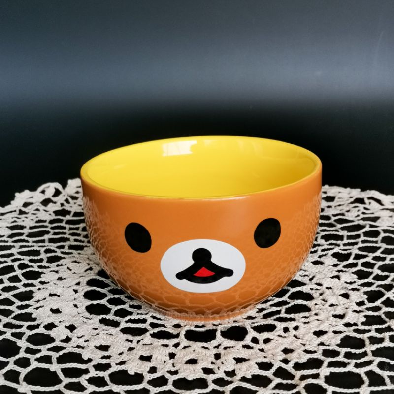 ถ้วยเซรามิค ลายหน้าหมีริลัคคุมะ ซานริโอ สีน้ำตาล/เหลือง sanrio rilakkuma bowl by lawson brand