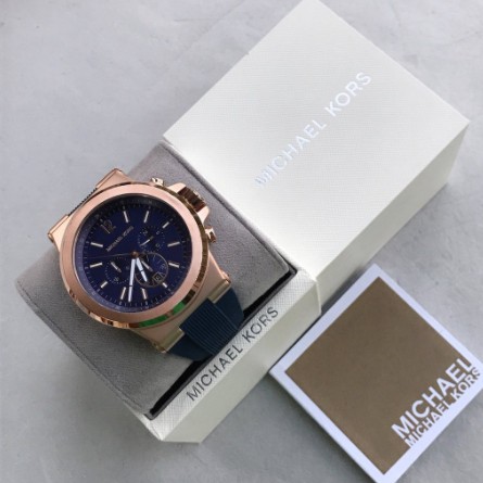 100 ของแท้ Michael Kors Chronograph ซิลิโคนสีน้ำเงินเข้มนาฬิกาผู้ชาย ...