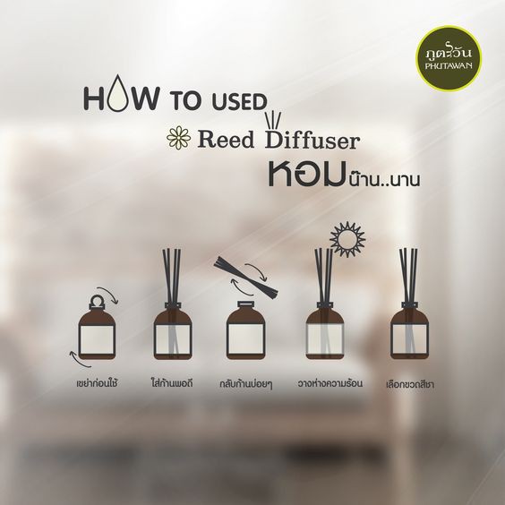 ก้านไม้หอมปรับอากาศ 50 ml Phutawan Aroma Reed Diffuser