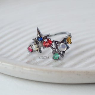 แหวนนพเก้า แหวนพลอยเสริมดวง แหวนดาวเหนือ แหวนเงินแท้ S925 ฝังพลอยแท้ by Montra Jewelry