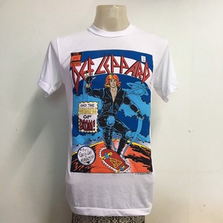 HH . def leppard 1970s เสื้อยืดวินเทจ เสื้อวง วงร็อค เสื้อโอเวอร์ปริ้นส์ Nirvana เสื้อ3D สไตล์วินเทจ AcDc Label  cotton