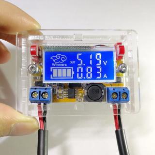 โมดูลแหล่งจ่ายไฟ Buck แบบปรับได้ DC-DC 5-23V ถึง 0-16.5V 3A แรงดันไฟฟ้าจอแสดงผล LCD Step Down Regulator + Case