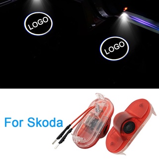 โคมไฟโปรเจคเตอร์ LED เลเซอร์ ลายโลโก้ผี สําหรับ Skoda Octvia 2004-2008 2 ชิ้นต่อล็อต