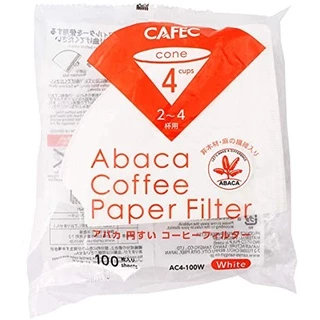 CAFEC Abaca Coffee Paper Filter คาเฟค อบาก้า กระดาษกรองกาแฟ ทรงกรวย 100 แผ่น CAFEC Coffee Filter สำหรับ 1-4 แก้ว สีขาว